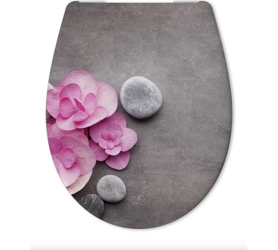 Сиденье Cedo Orchid Stones, с микролифтом, быстросъемное, дюропласт, с декором 547320