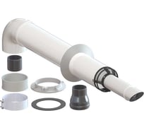 Комплект дымохода коаксиальный Е8tempo 60x100 - 750 с хомутом, фланцем и втулкой, белый E8000077