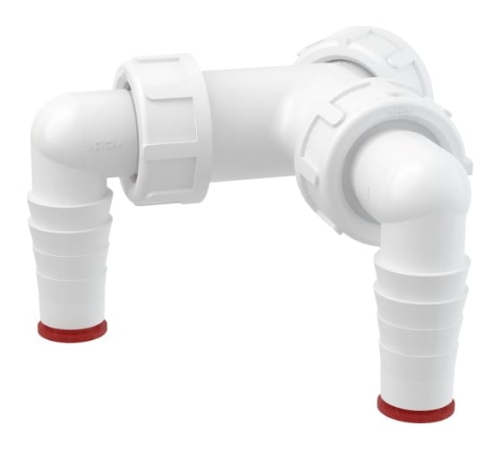 Колено с двумя штуцерами Alca Plast G1"/17–23 P148
