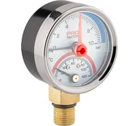 Термоманометр радиальный PROFACTOR Ф 53 мм 1/4 10 bar, 0–120C PF SG 870-10