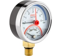 Термоманометр радиальный PROFACTOR Ф 63 мм 1/4 6 bar, 0–120C PF SG 872-6