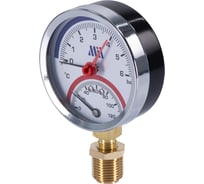 Термоманометр радиального подключения Millennium 1/2", Д80мм, до 6 бар (0-120C), вертикальный TVML120680