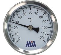 Термоманометр биметаллический радиальный 1/2" Д63 мм L50 мм 0–120 °C горизонтальный Millennium TMML1206350