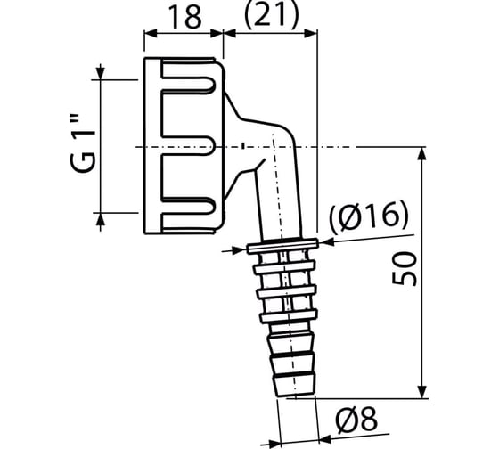 Штуцер Alca Plast G1"/8–16 P0049-ND
