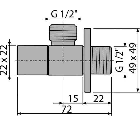 Угловой вентиль Alca Plast 1/2"х1/2", квадратный ARV004