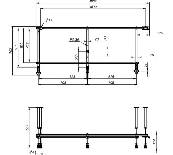 Каркас для ванны угловой универсальный AM.PM X-joy 170x70 см W94A-170U70W-R