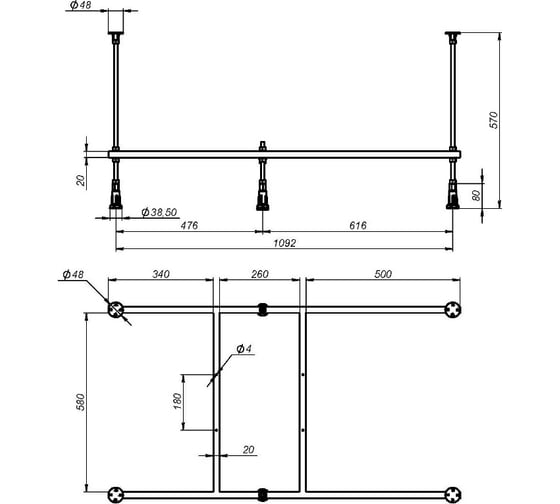 Универсальный каркас для ванны AM.PM 120x70 см W00A-120-070W-R