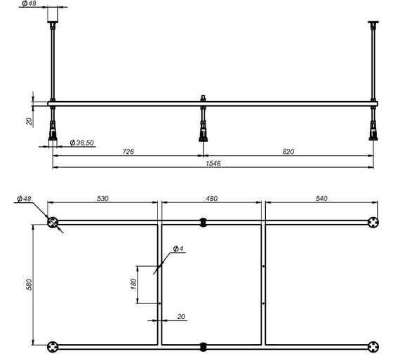 Универсальный каркас для ванны AM.PM 165x70 см W00A-165-070W-R