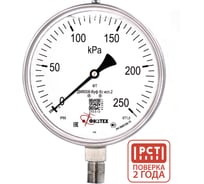 Манометр коррозионностойкий Физтех ДМ8008-ВУф Кс исп 2 0-250 кПа кт.1,0 d.160 IP65 M20_1,5 РШ SG, Силикон 4687205724748