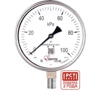 Манометр коррозионностойкий Физтех ДМ8008-ВУф Кс исп 2 0-100 кПа кт.1,0 d.160 IP65 M20_1,5 РШ SG, Б/запол 4687205724571