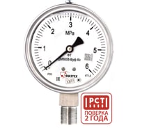 Манометр коррозионностойкий Физтех ДМ8008-ВУф Кс 0-6 МПа кт.1,0 d.100 IP65 M20_1,5 РШ SG, Глицерин 4687205720825