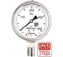 Манометр коррозионностойкий Физтех ДМ8008-ВУф Кс 0-400 кПа кт.1,0 d.100 IP65 M20_1,5 РШ SG, Глицерин 4687205720795