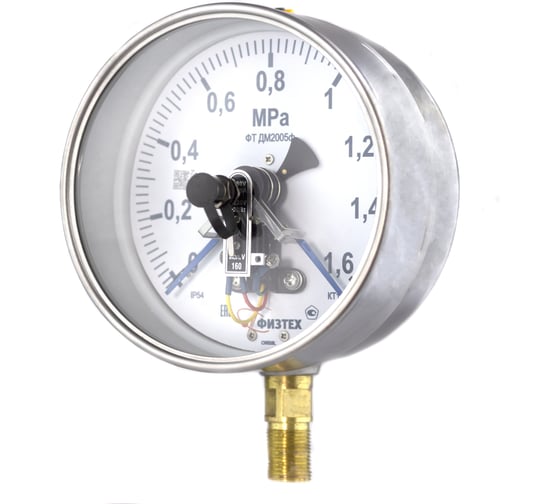 Манометр ПО Физтех, АО ДМ2005ф исп V 0-1,6 МПа кт.1,5 d.160 IP54 M20_1,5 РШ SG 4687205622396 1