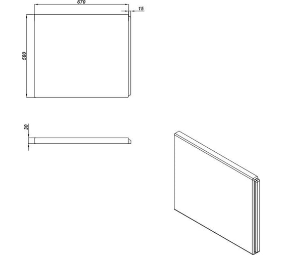 Боковая панель для ванны Cersanit UNIVERSAL TYPE 1 70 63369
