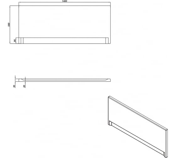 Фронтальная панель для ванны Cersanit UNIVERSAL TYPE 1 140 63365