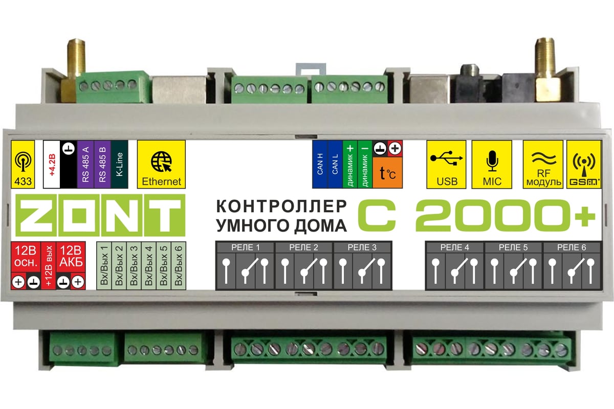 Контроллер ZONT GSM / Etherrnet C2000+ умного дома ML00004256