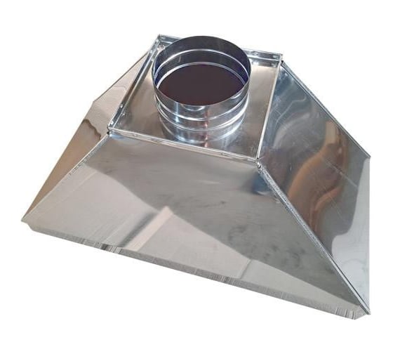 Зонт вытяжной прямоугольного сечения ВЕНТЕКА тип 2, 1200x1200-600-100/260x260/Ф160-80, лист.нерж. AISI 430, 0.70, отбортовка 180-7990000009178