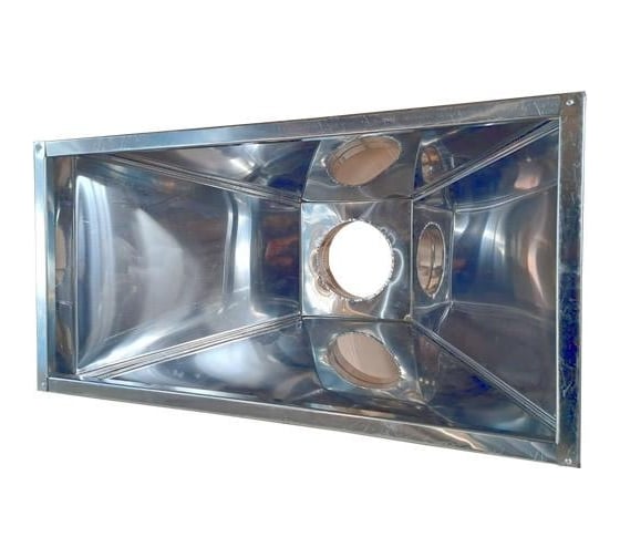 Зонт вытяжной прямоугольного сечения ВЕНТЕКА тип 2, 1200x1200-600-100/415x415/Ф315-80, лист.нерж. AISI 430, 0.70, отбортовка 180-7990000009208