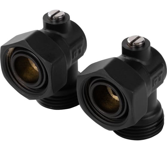 Набор нижнего подключения ROYAL THERMO угловой, раздельный 3/4x3/4ЕК (черный) НС-1559437 1