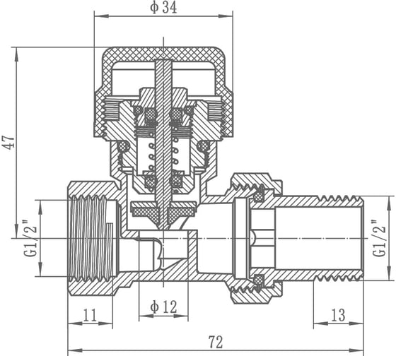 Клапан термостатический прямой OKSELER 1/2 oks00381