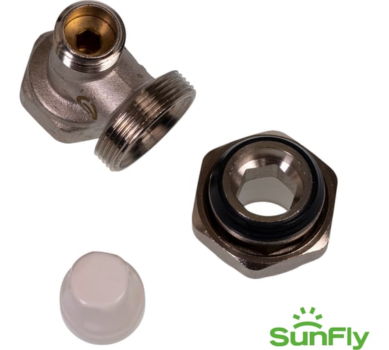 Клапан запорно-балансировочный для радиатора SUNFLY угловой, с уплотнением 3/4 (XF60618G-34) SF0343211