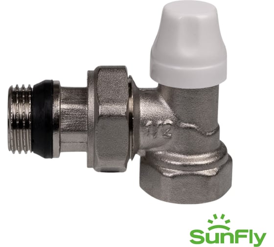 Клапан запорно-балансировочный для радиатора SUNFLY угловой, с уплотнением 1/2 (XF60618G-12) SF0343204