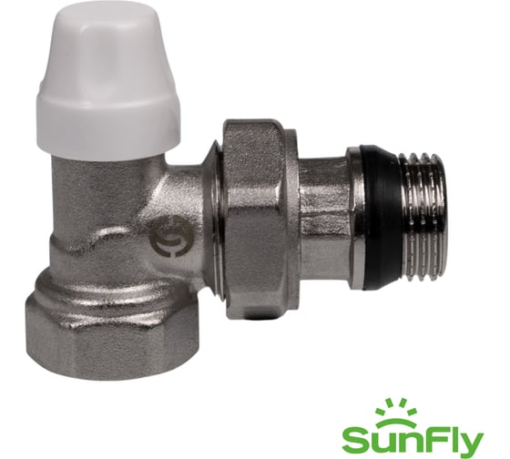 Клапан запорно-балансировочный для радиатора SUNFLY угловой, с уплотнением 1/2 (XF60618G-12) SF0343204