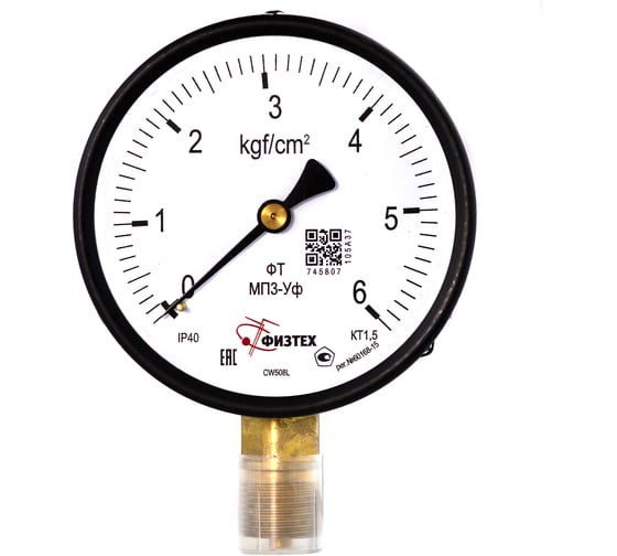 Манометр ПО Физтех, АО МП3-Уф 0-6 кгс/см2 кт.1,5 d.100 IP40 M20_1,5 РШ 4687205638526 1
