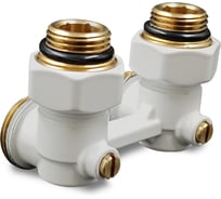 Угловой Н-образный клапан для нижнего подключения Primoclima Armature 3/4x1/2, белый PCC3412ASW