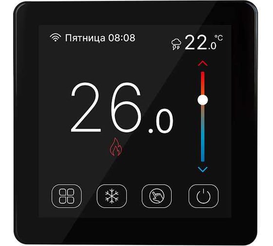 Терморегулятор теплого пола STOUT STE-2002-311722 16А, TFT, NTC 10К -2м, черный RG0093NF3EQ0JC