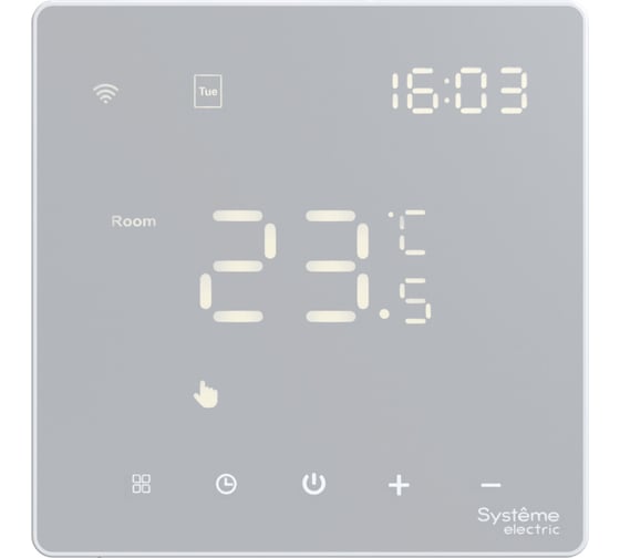 Термостат Systeme Electric Wi-Fi электронный для теплого пола ARTGALLERY, 16A, в сборе, БЕЛЫЙ GAL000138