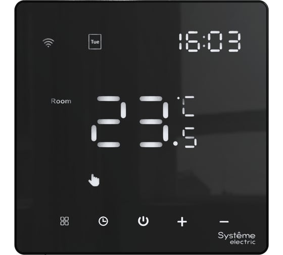 Термостат Systeme Electric Wi-Fi электронный для теплого пола ARTGALLERY, 16A, в сборе, ЧЁРНЫЙ GAL001038