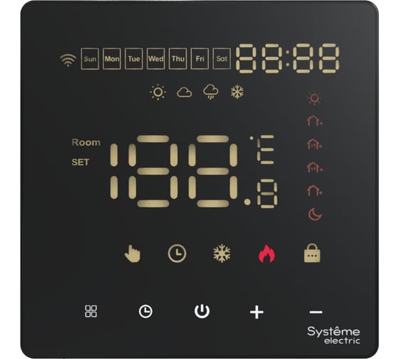 Термостат Systeme Electric Wi-Fi электронный для теплого пола ARTGALLERY, 16A, в сборе, ЧЁРНЫЙ GAL001038