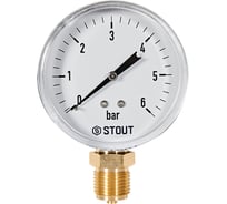Манометр радиальный STOUT SIM-1010-800615 корпус Dn 80 мм 1/2, 0...6 бар, RG0094NU9EUEFP