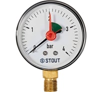 Манометр радиальный STOUT SIM-1008-630408 с указателем предела, корпус Dn 6 RG0094NU9EUEFH