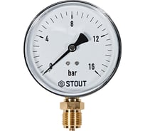 Манометр радиальный STOUT SIM-1010-101615 корпус Dn 100 мм 1/2, 0...16 ба RG0094NU9EUE84