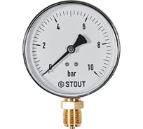 Манометр радиальный STOUT SIM-1010-101015 корпус Dn 100 мм 1/2, 0...10 ба RG0094NU9EUEFT