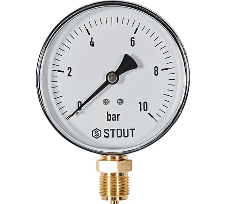 Манометр радиальный STOUT SIM-1010-101015 корпус Dn 100 мм 1/2, 0...10 ба RG0094NU9EUEFT
