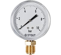 Манометр радиальный STOUT SIM-1010-801015 корпус Dn 80 мм 1/2, 0...10 бар RG0094NU9EUEFS