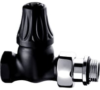 Прямой запорный клапан SR Rubinetterie серия Floral Old Style 1/2", черный матовый 0397-1500VC0S