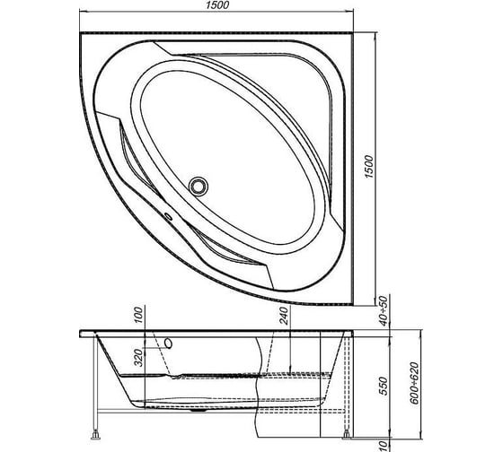 Сварной каркас для акриловой ванны Aquanet Vista 150x150 00254382