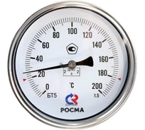 Термометр РОСМА БТ-51.211 осевой (0-250C) 1.5, L=100мм, с латунной гильзой, биметаллический D070-00945
