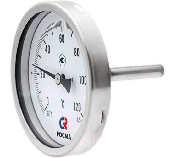 Термометр РОСМА БТ-51.220 осевой (0-250C) 1.5, L=64, коррозионностойкий, биметаллический D070-02864 1