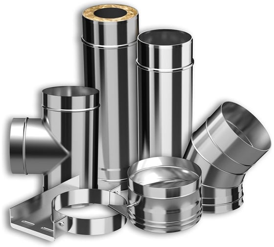 Комплект дымохода МЕТАЛЛИК И КО угловой 200x115x5000; Оц 0.50 + AISI 430 0.50 (КОНДЕНСАТ) О0000065973 1