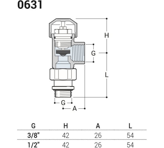 Осевой вентиль SR Rubinetterie Tondera 1/2" термостатический, чёрный матовый 0631-1500VC0S