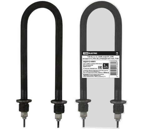 ТЭН TDM ELECTRIC 45, А, 13, 1.6 кВт, вода (Р), 220В, штуцер G1/2, R30, Ф2, углеродистая сталь SQ2512-0001