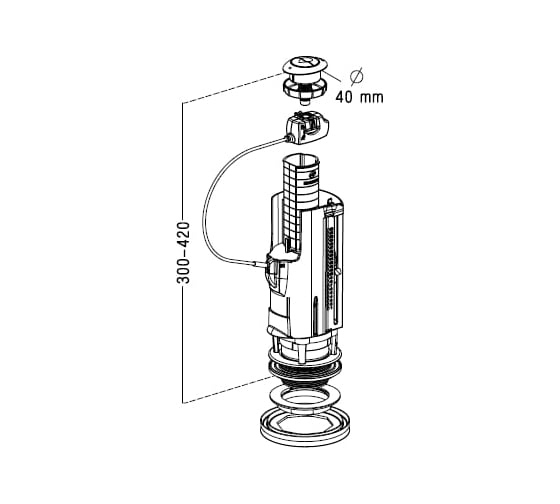Сливной механизм Nicoll 3/6 л, под отверстие в крышке 40 мм 3V100-0709413