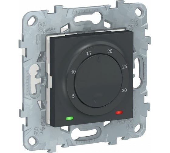 Электронный термостат Systeme Electric Unica New Антрацит, 8А, встроенный термодатчик NU550154 1