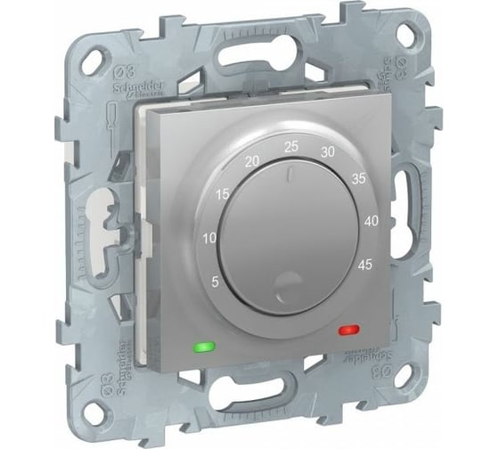 Термостат теплого пола Systeme Electric Unica New Алюминий 10А, выносной термодатчик NU550330 1