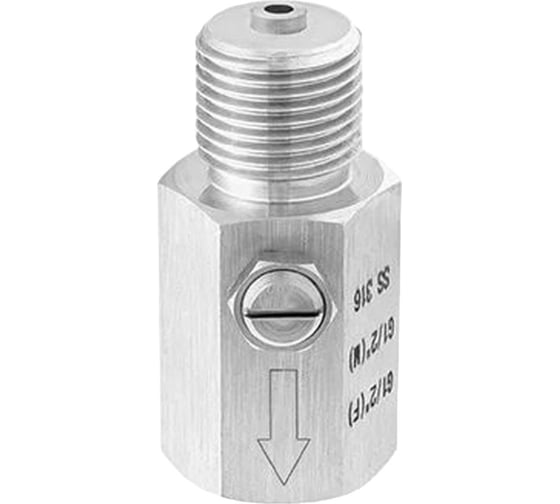 Демпфирующее устройство РОСМА ДУ с регулировочной иглой, корпус нержавеющая сталь, ВР/НР G1/2 D070-07416 1